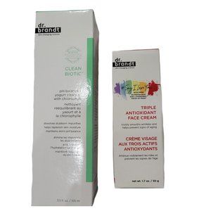 Dr Brandt Triple Antioxidant Face cream and  Clean Biotic cleanser skincare